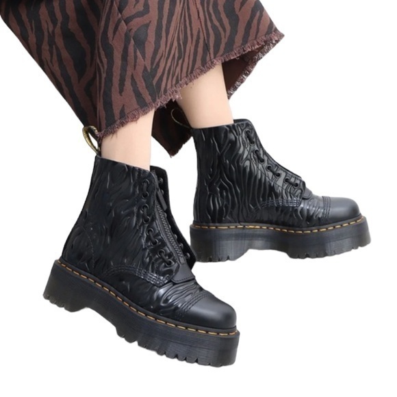 Dr. Martens Shoes - Dr. Martens Sinclair Platform Zebra Embossed Zip Up Lace Closure in Black